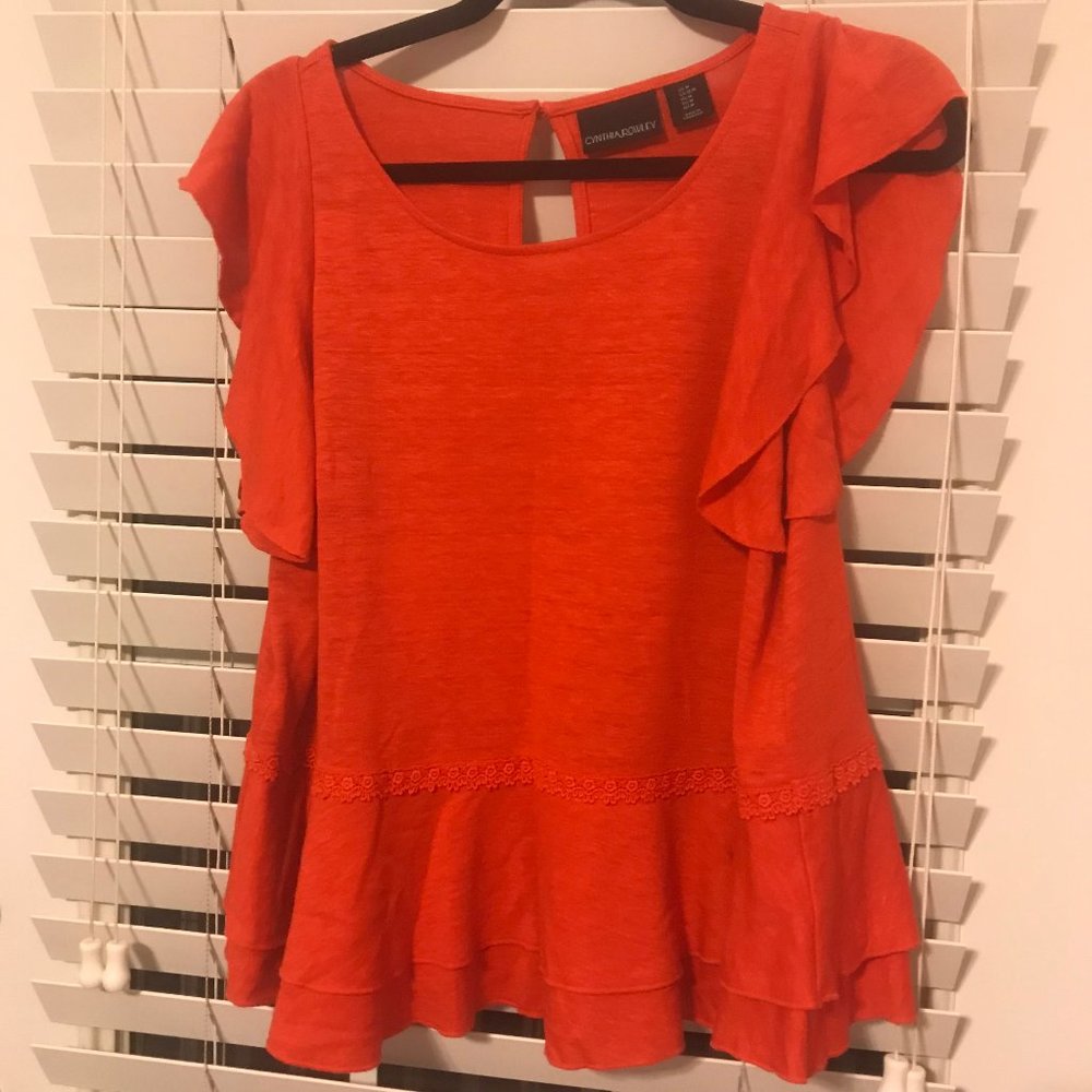 Bright Orange Knit Blouse